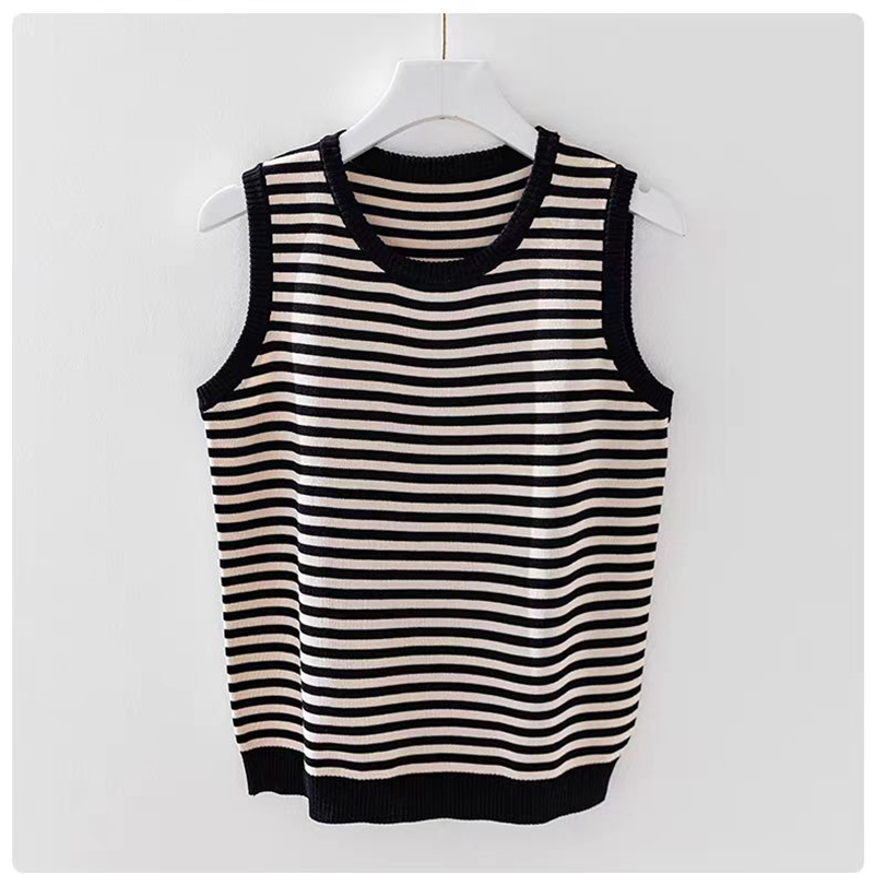 Sling stripe vest knitted waistcoat for women