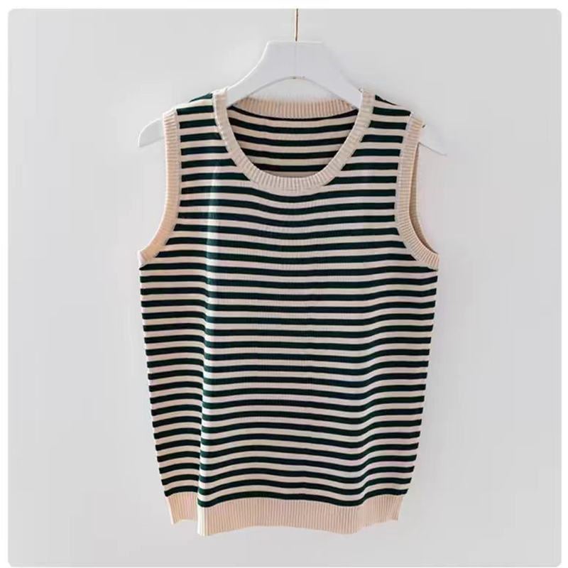 Sling stripe vest knitted waistcoat for women