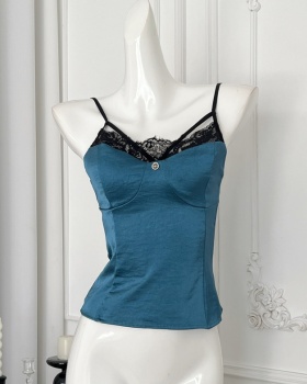 Lace halter tops satin tops for women