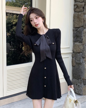 Autumn and winter slim frenum knitted dress for women