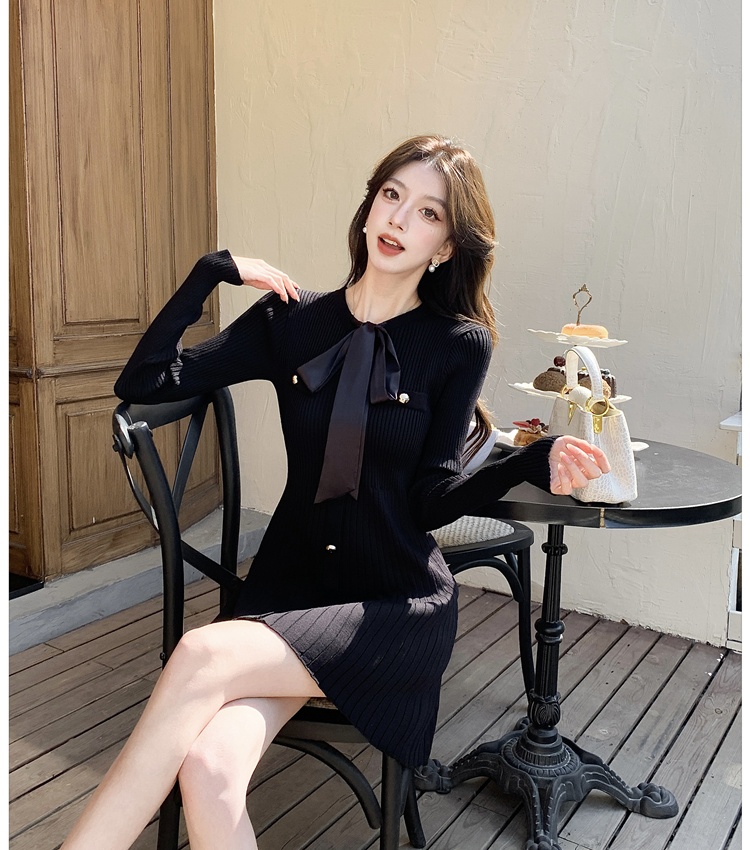 Autumn and winter slim frenum knitted dress for women