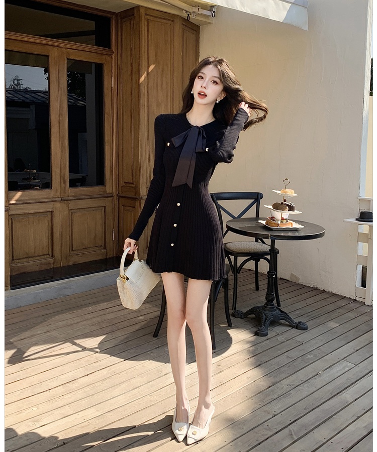 Autumn and winter slim frenum knitted dress for women