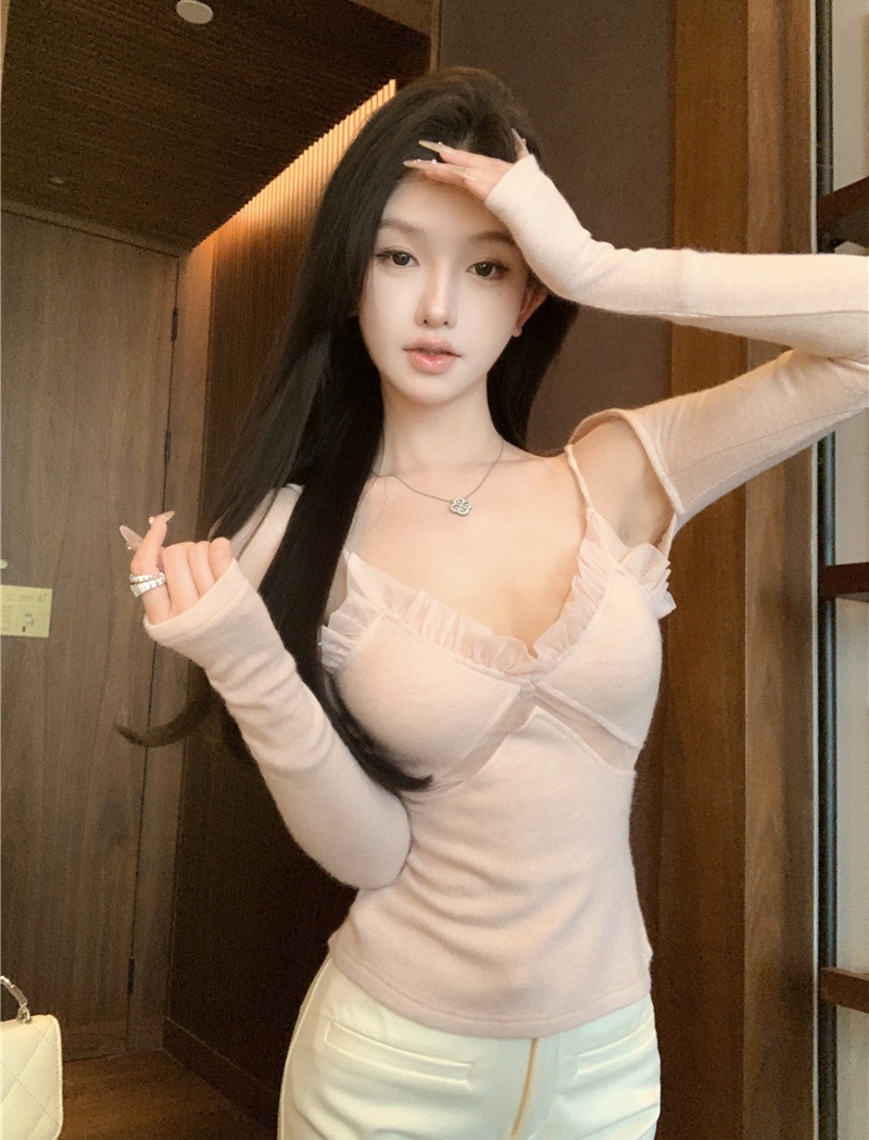 Temperament bottoming shirt sweet tops 2pcs set for women