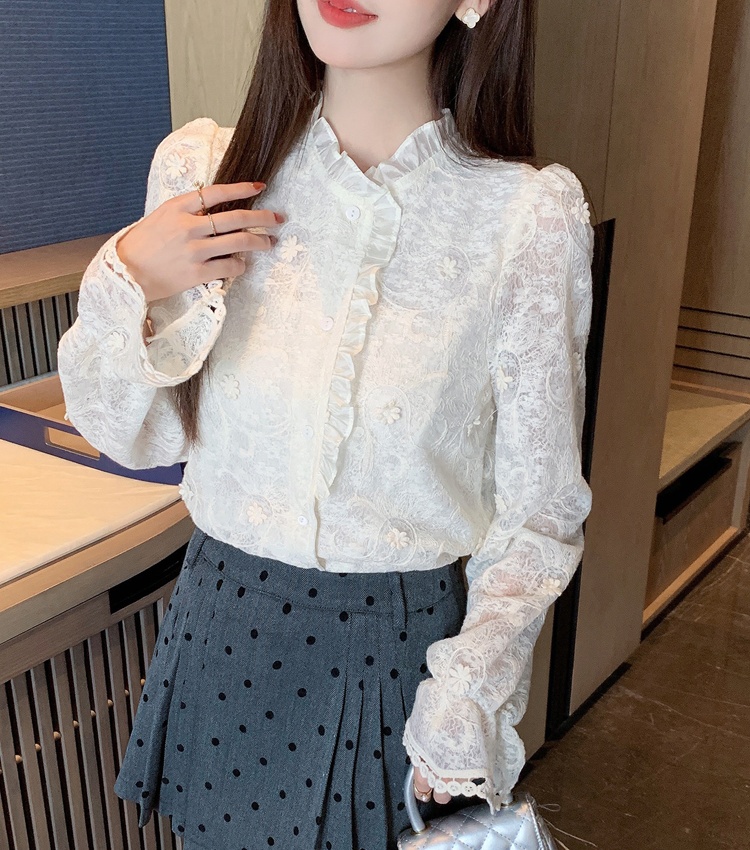 All-match small shirt wood ear shirt for women