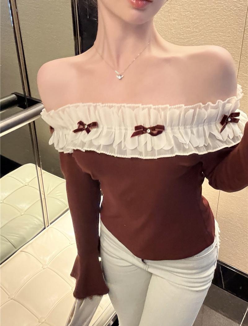 Spring temperament clavicle sexy enticement bottoming shirt