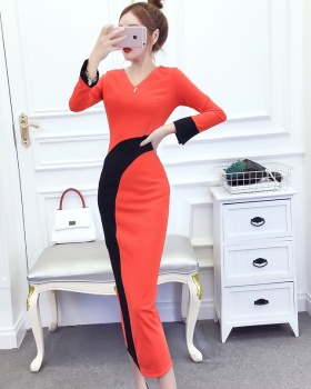 V-neck fashion formal dress irregular long dress