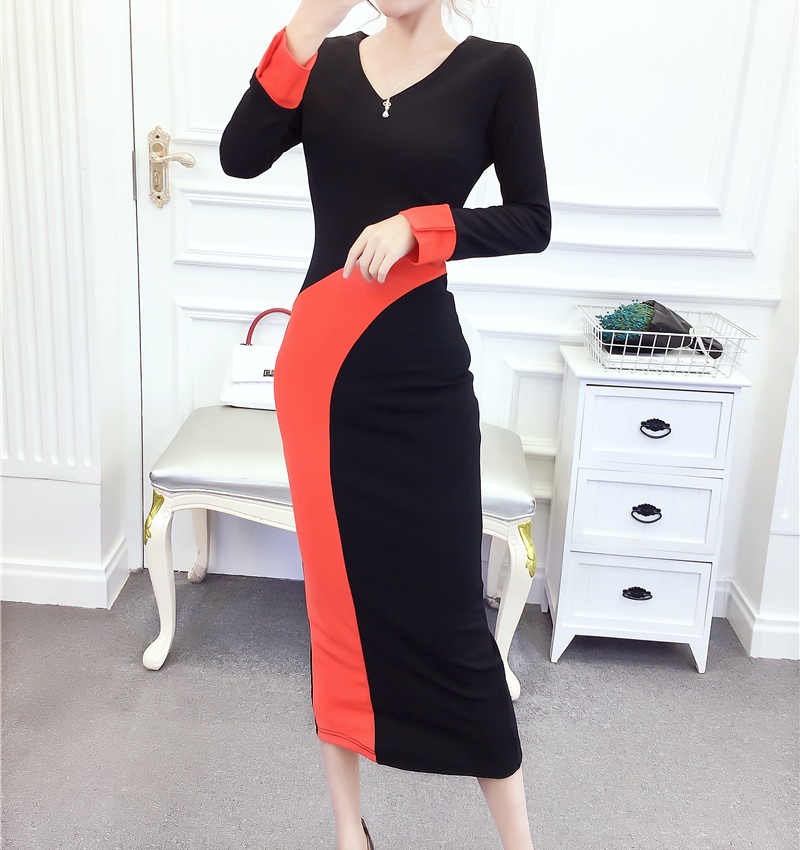 V-neck fashion formal dress irregular long dress