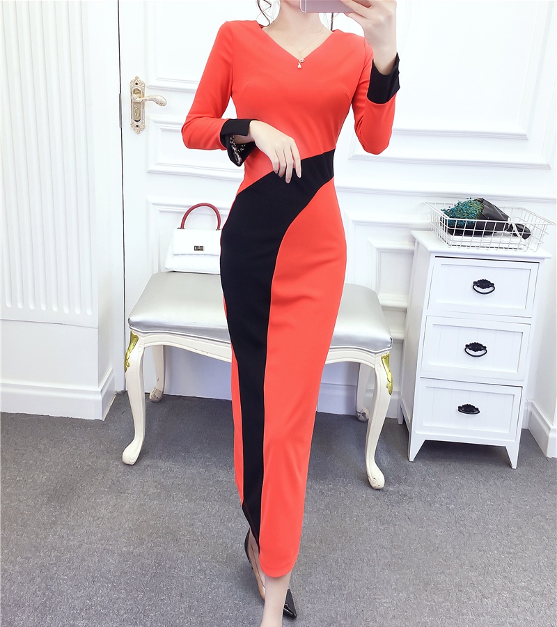 V-neck fashion formal dress irregular long dress