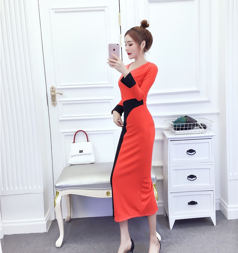 V-neck fashion formal dress irregular long dress