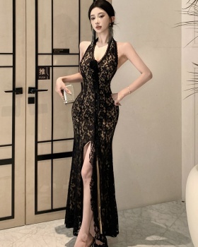 Stereoscopic slim long dress enticement halter dress