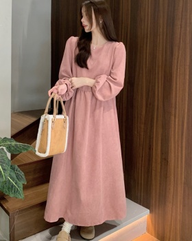 Puff sleeve round neck Korean style loose dress for women