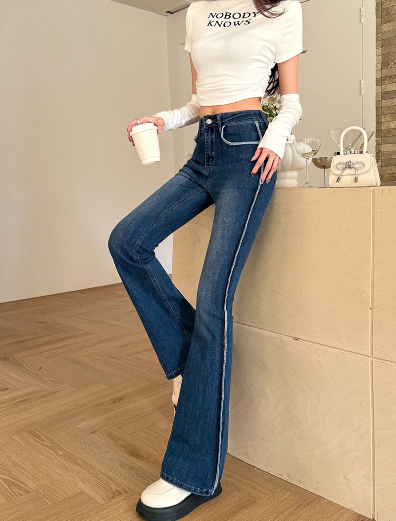 Spring slim pants denim elasticity long pants for women