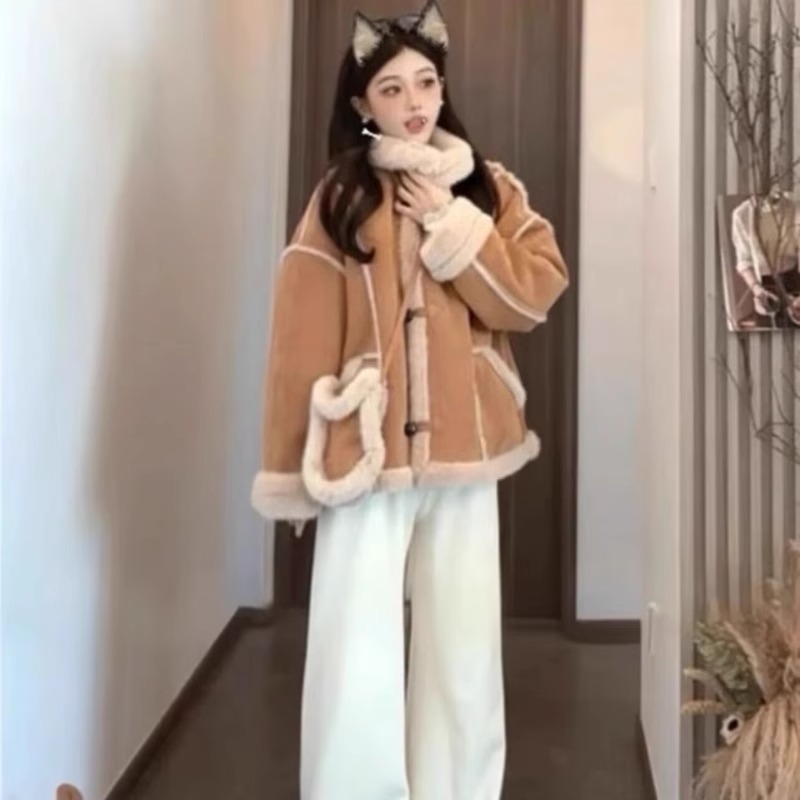 Winter cstand collar coat fabrics sweet bag for women