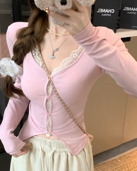 Lace bottoming shirt inside the ride T-shirt for women