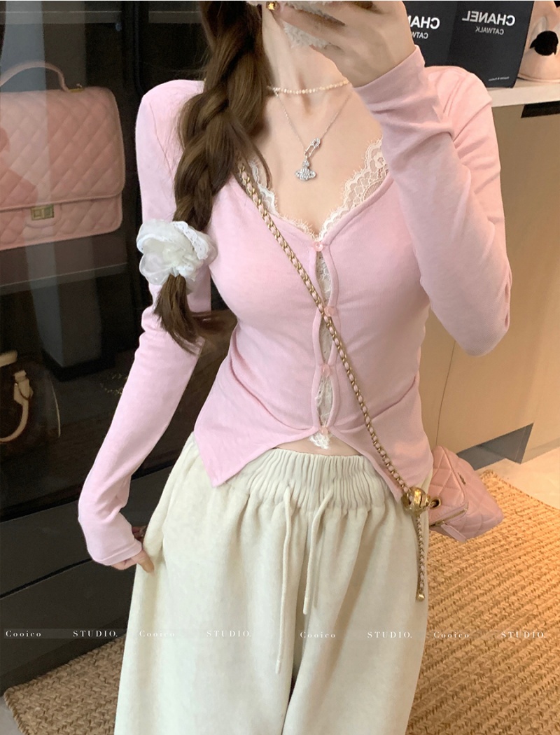 Lace bottoming shirt inside the ride T-shirt for women