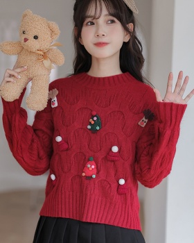 Knitted pullover sweater lazy tops for women