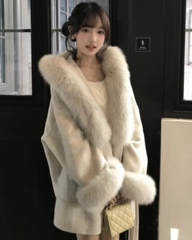 Woolen woolen coat hairy overcoat for women