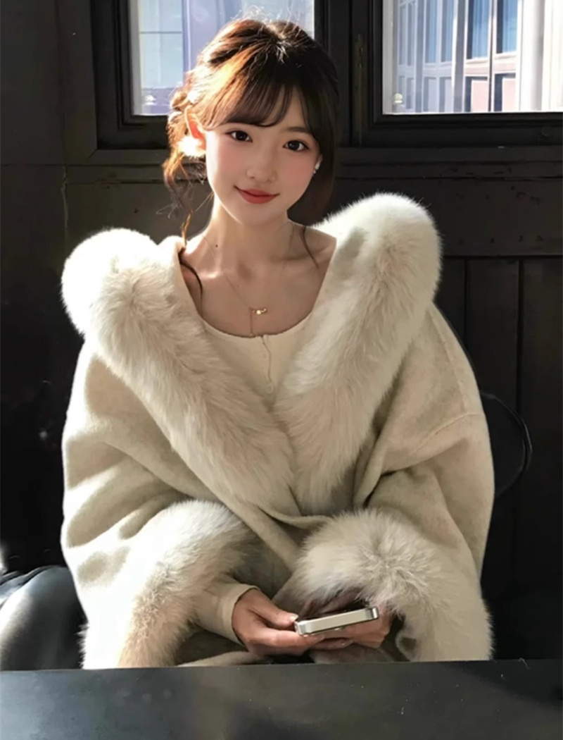 Woolen woolen coat hairy overcoat for women