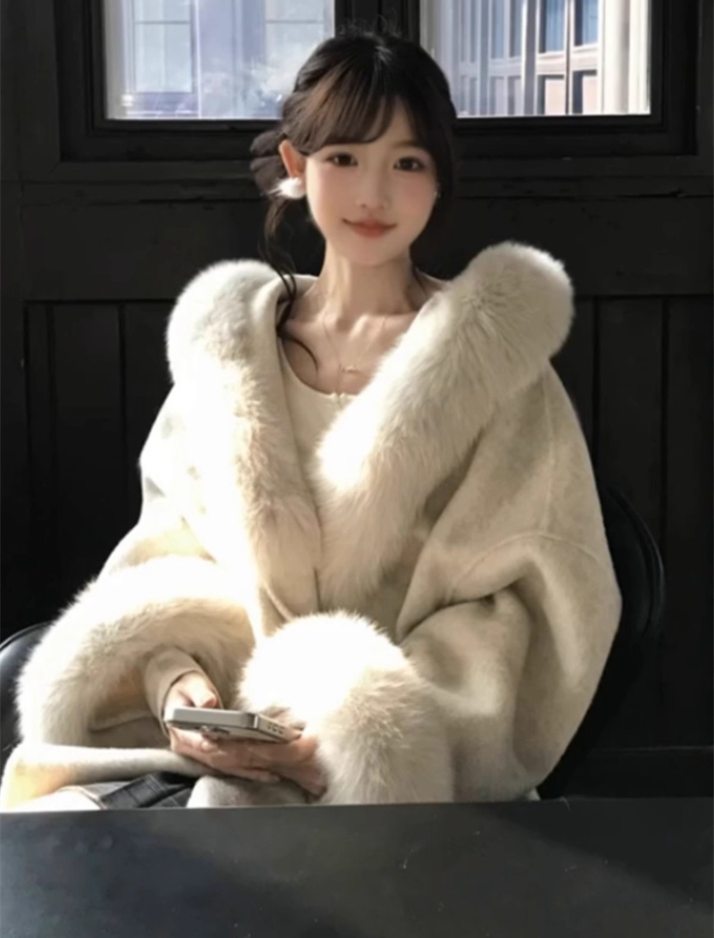 Woolen woolen coat hairy overcoat for women