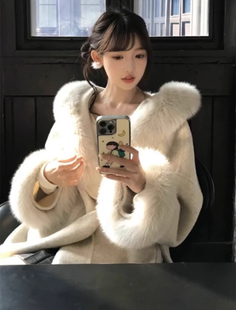 Woolen woolen coat hairy overcoat for women