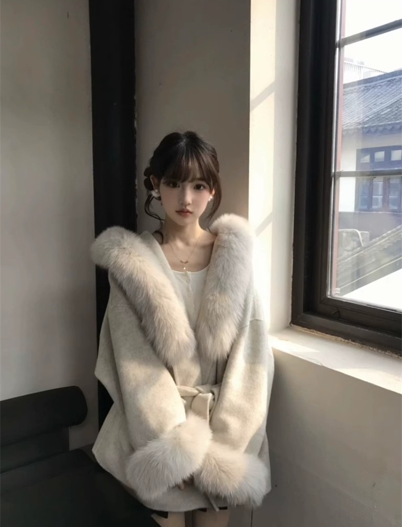 Woolen woolen coat hairy overcoat for women