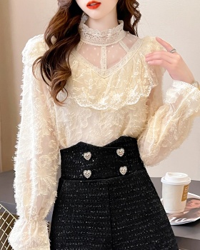 Long sleeve lace ladies tops temperament spring shirts