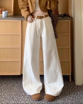 Slim all-match jeans wide leg high waist long pants