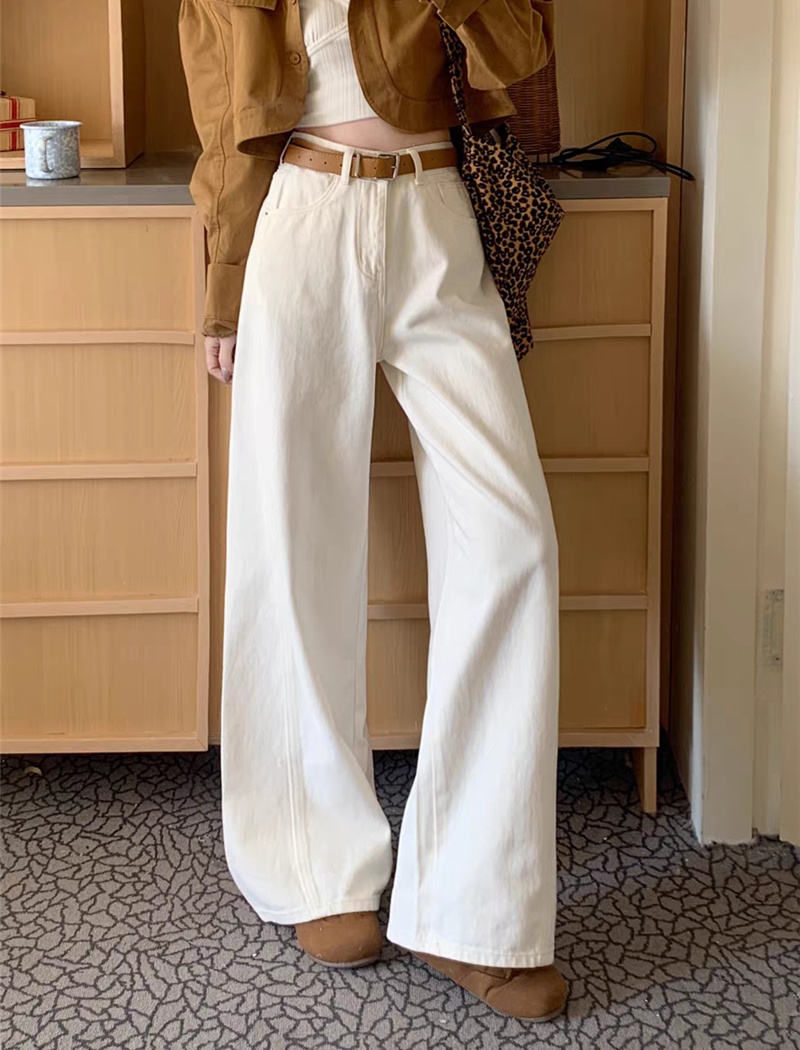 Slim all-match jeans wide leg high waist long pants