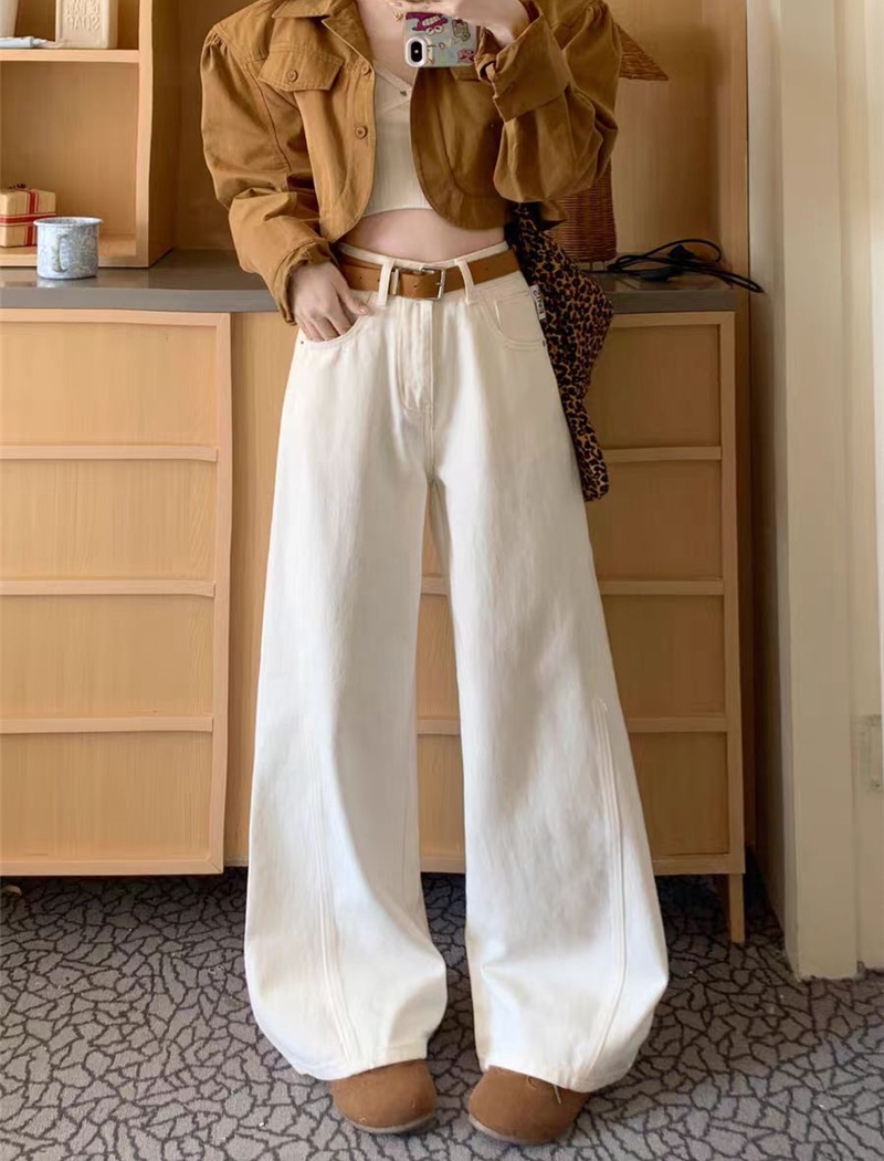 Slim all-match jeans wide leg high waist long pants