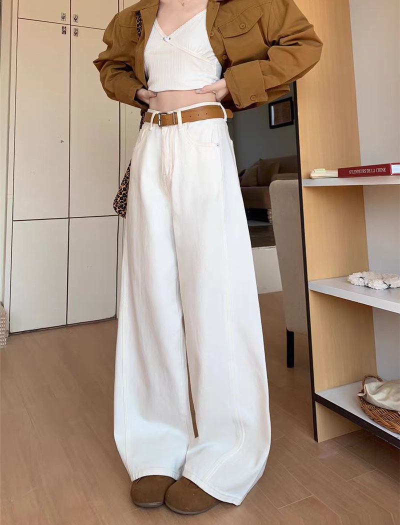 Slim all-match jeans wide leg high waist long pants