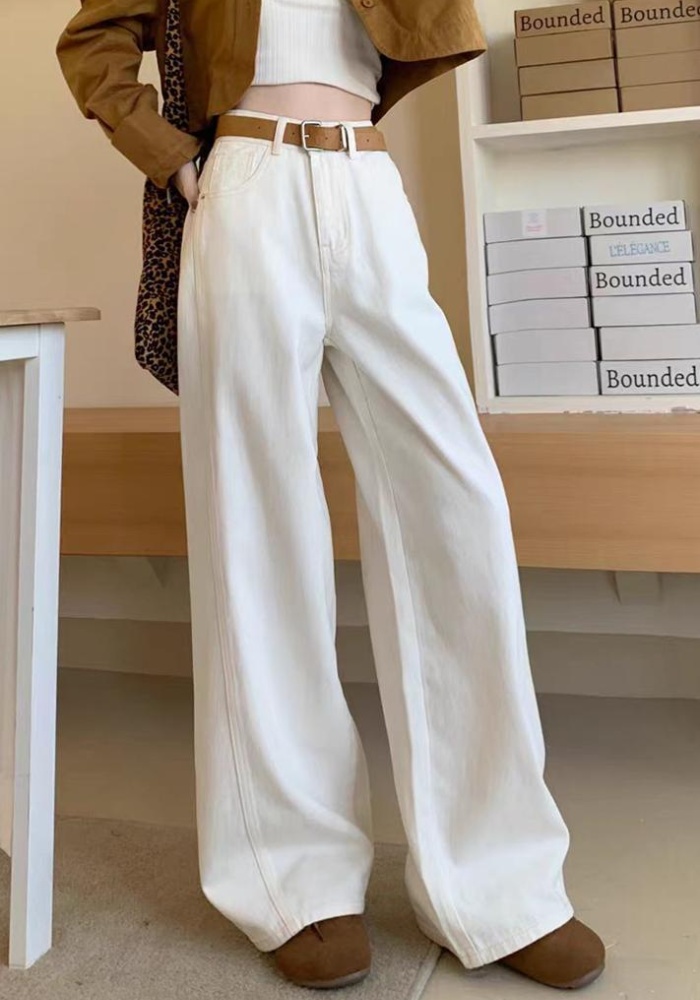 Slim all-match jeans wide leg high waist long pants