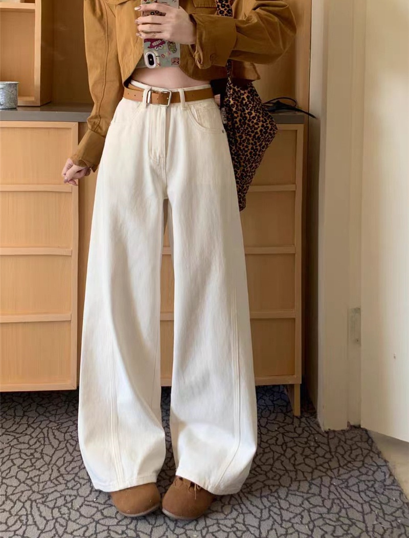 Slim all-match jeans wide leg high waist long pants