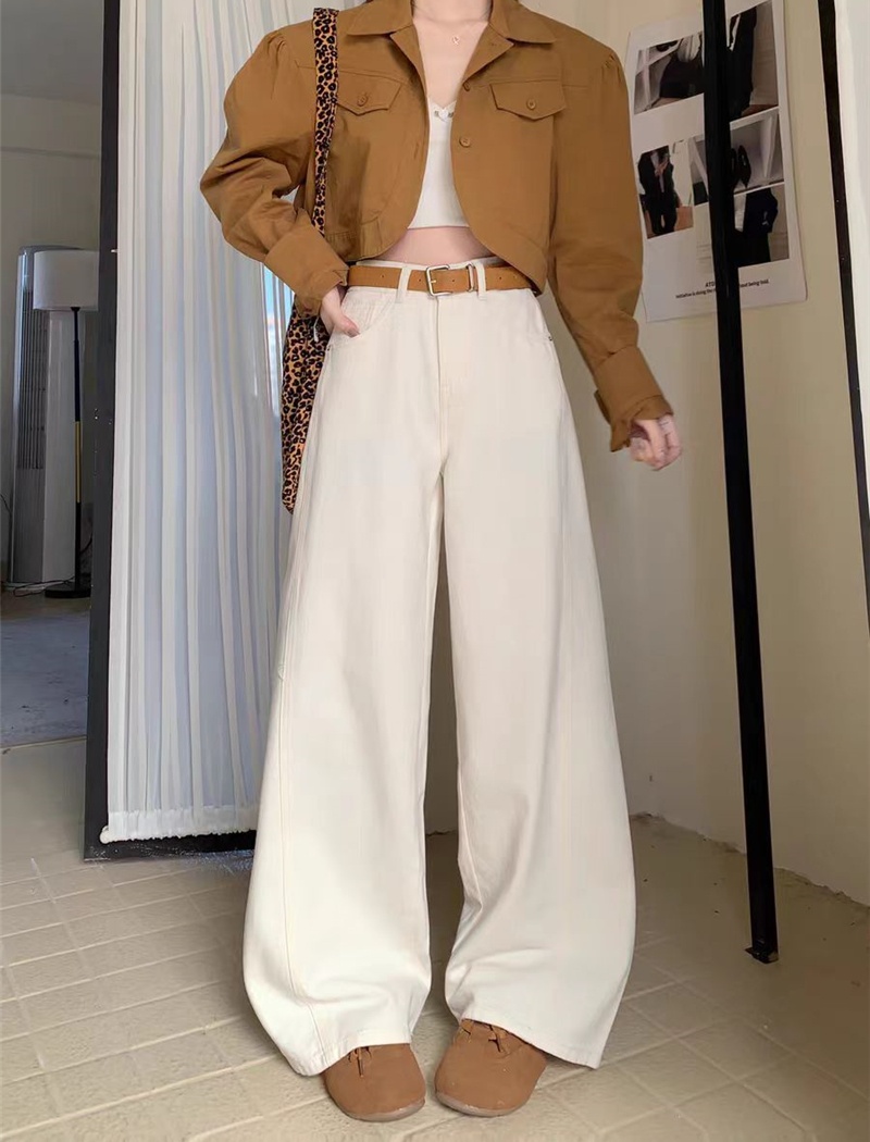 Slim all-match jeans wide leg high waist long pants