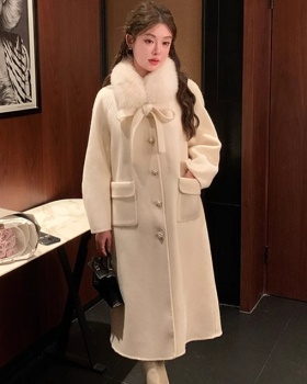 Long two-sided woolen coat winter wool overcoat for women