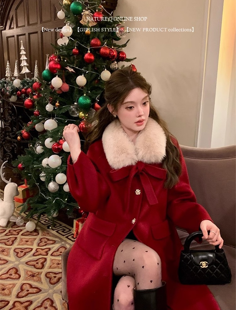 Long two-sided woolen coat winter wool overcoat for women