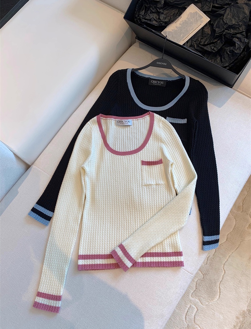 Casual grain bottoming shirt knitted tops