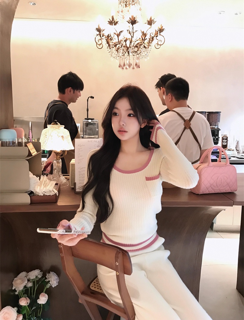 Casual grain bottoming shirt knitted tops