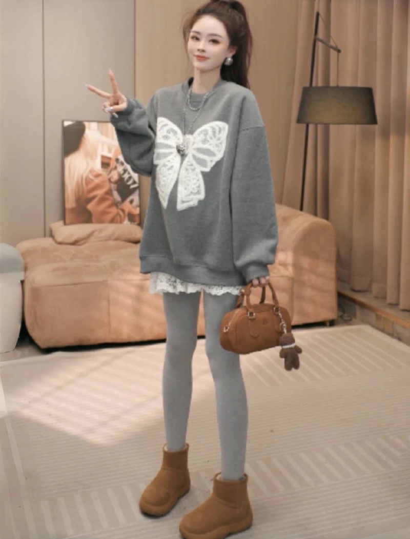 Fashion long all-match round neck Casual sweater