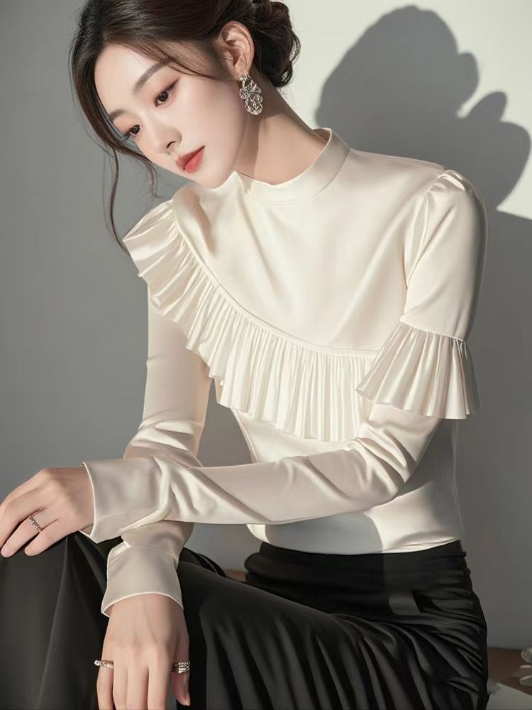 France style spring and autumn tops white small shirt for women