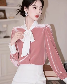 Temperament spring small shirt pink tops for women