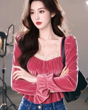 Spring pink shirt Korean style temperament tops for women