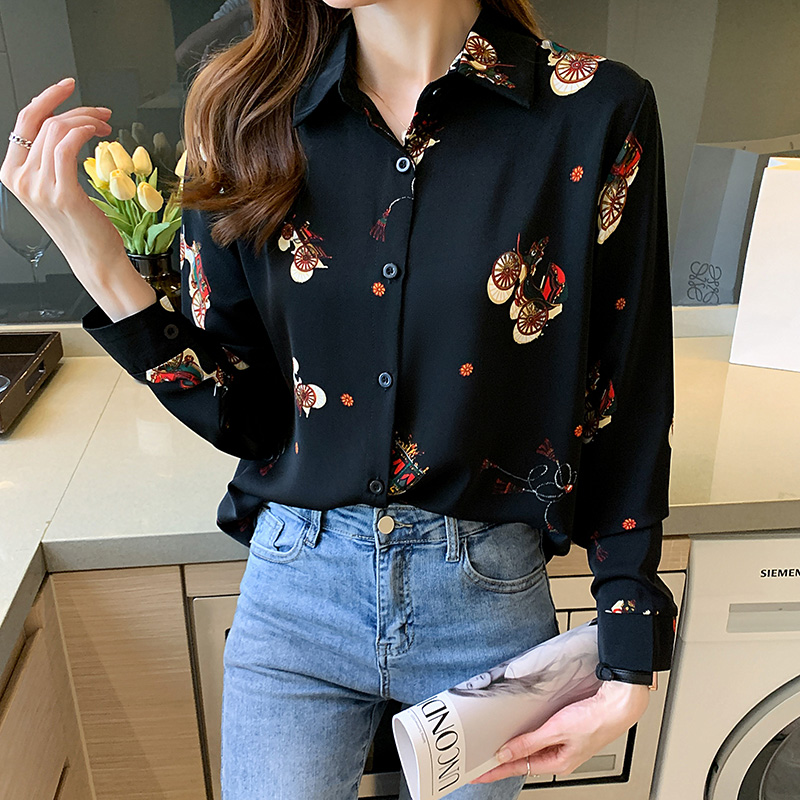 Cover belly black tops long sleeve spring shirt for women