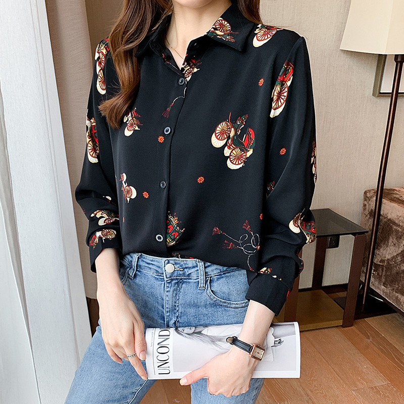 Cover belly black tops long sleeve spring shirt for women