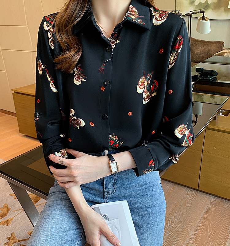 Cover belly black tops long sleeve spring shirt for women