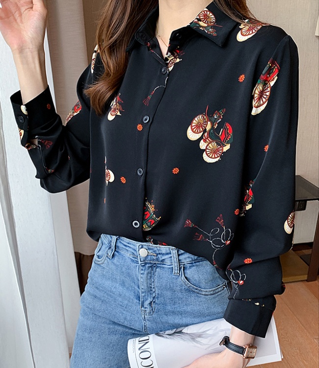 Cover belly black tops long sleeve spring shirt for women