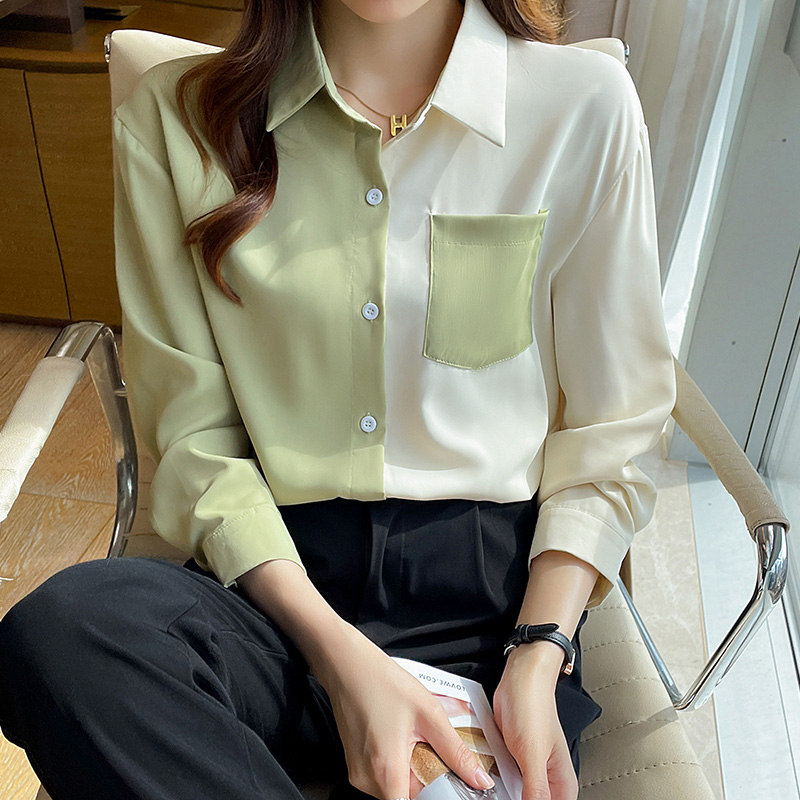 Large yard lapel shirt loose chiffon shirt