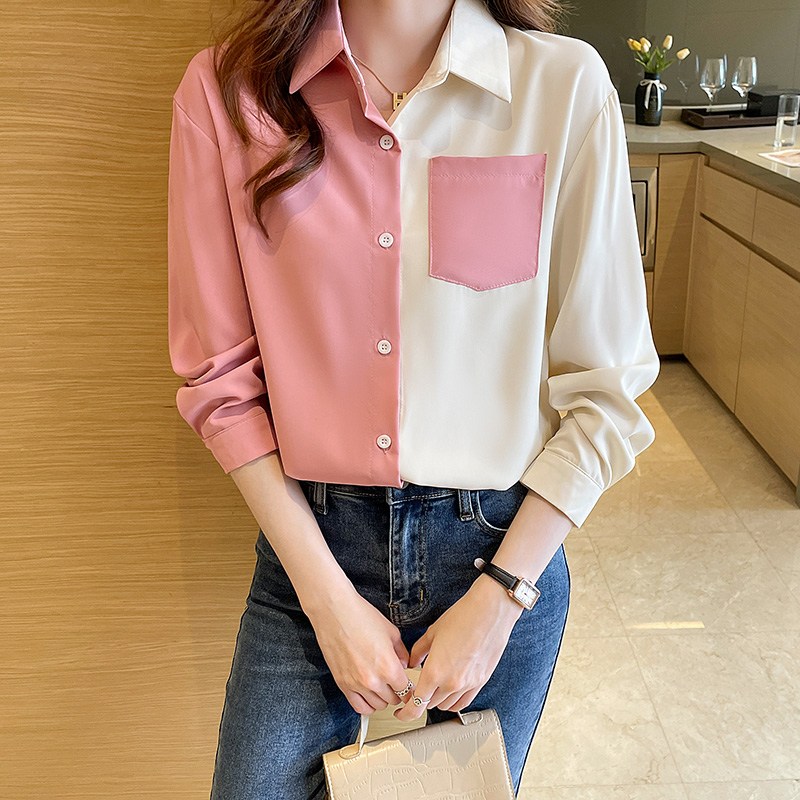 Large yard lapel shirt loose chiffon shirt