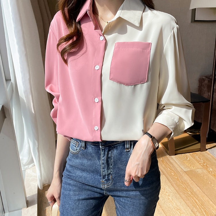 Large yard lapel shirt loose chiffon shirt