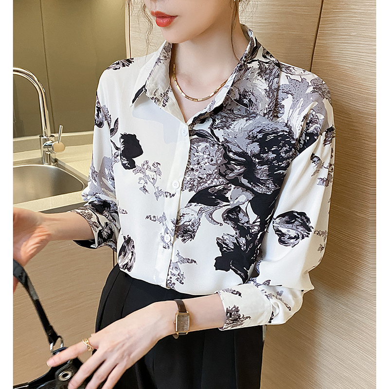 Niche lapel tops sweet temperament shirt for women