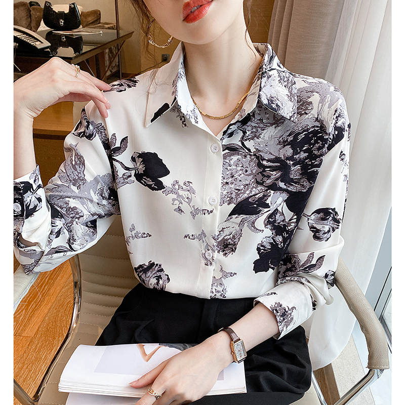 Niche lapel tops sweet temperament shirt for women